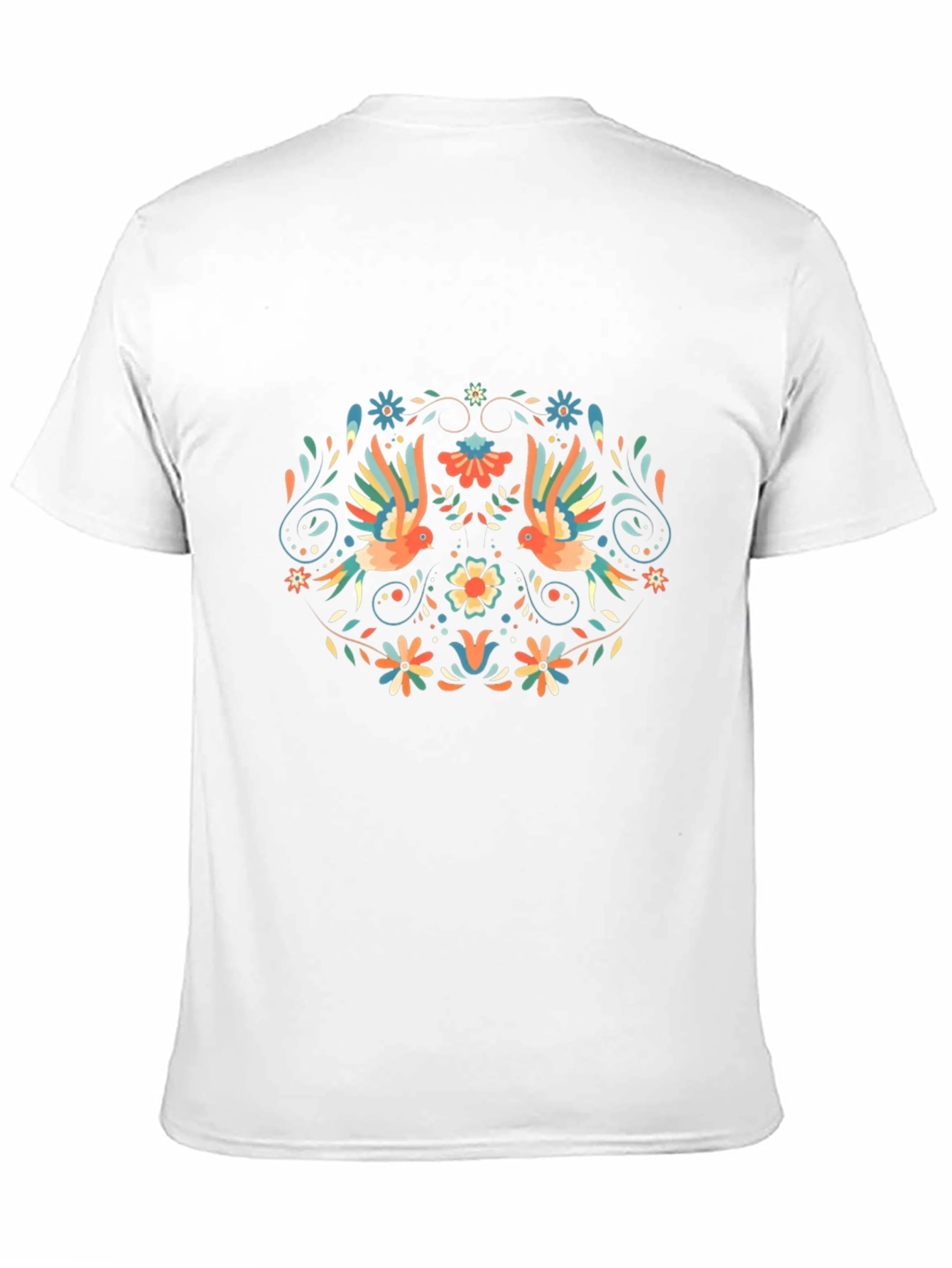 Floral Bird Print Black T-Shirt