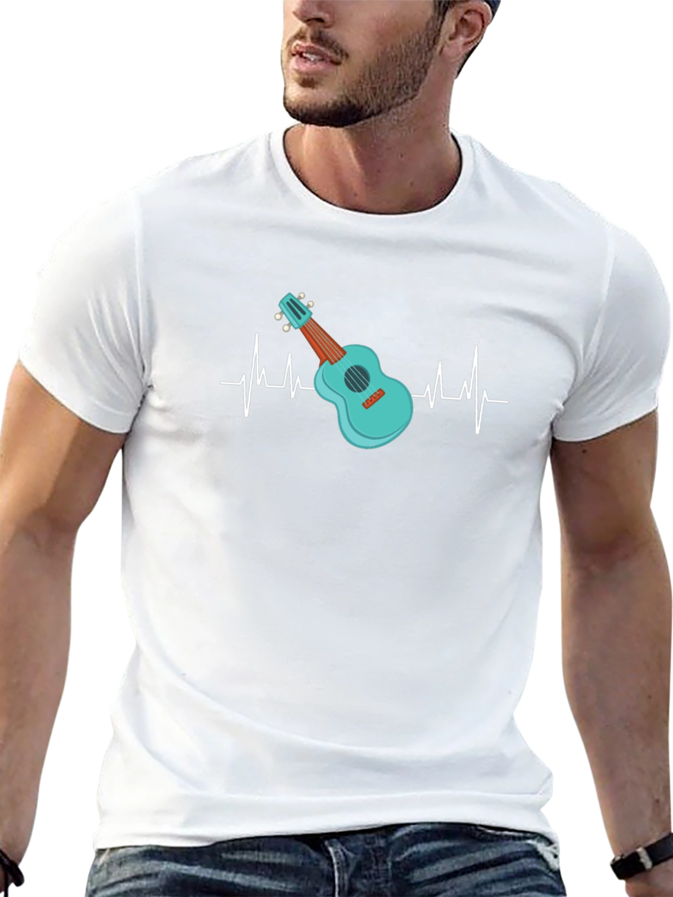 Ukulele Heartbeat T-Shirt - Music Lover Tee