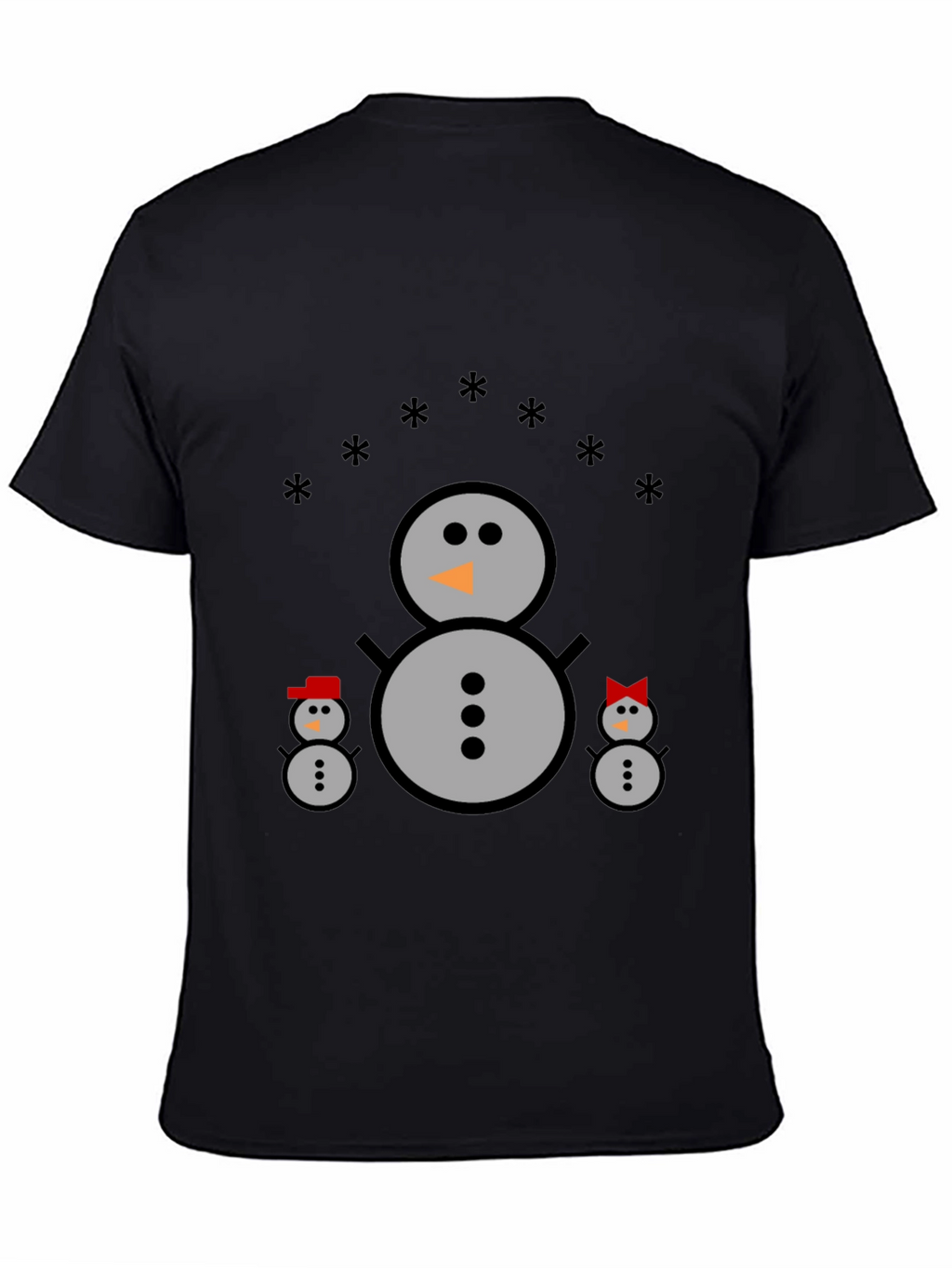 Snowman Family Black T-Shirt