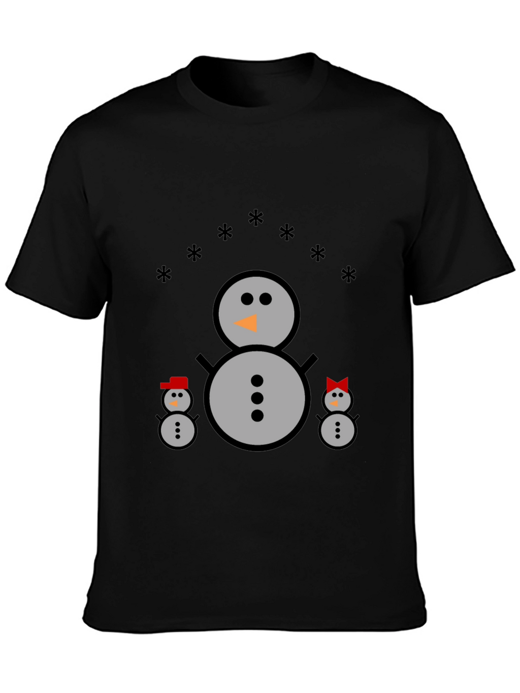 Snowman Family Black T-Shirt