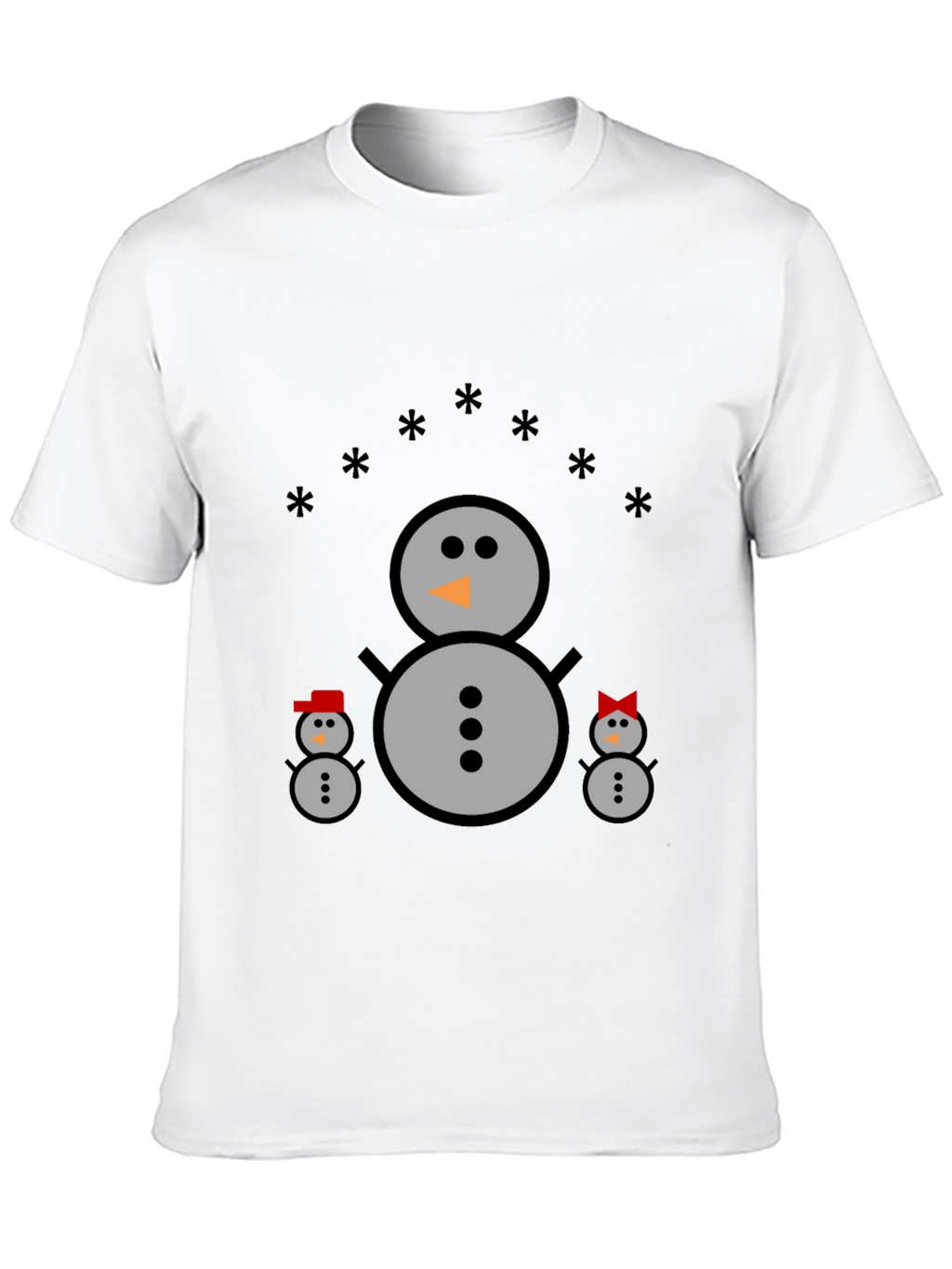 Snowman Family Black T-Shirt
