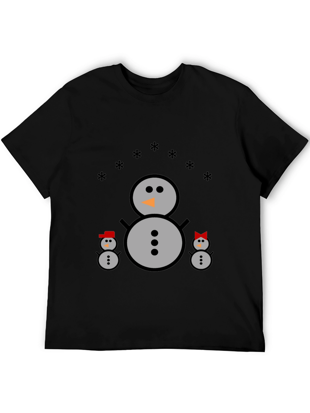 Snowman Family Black T-Shirt