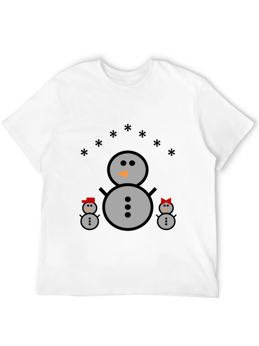 Snowman Family Black T-Shirt