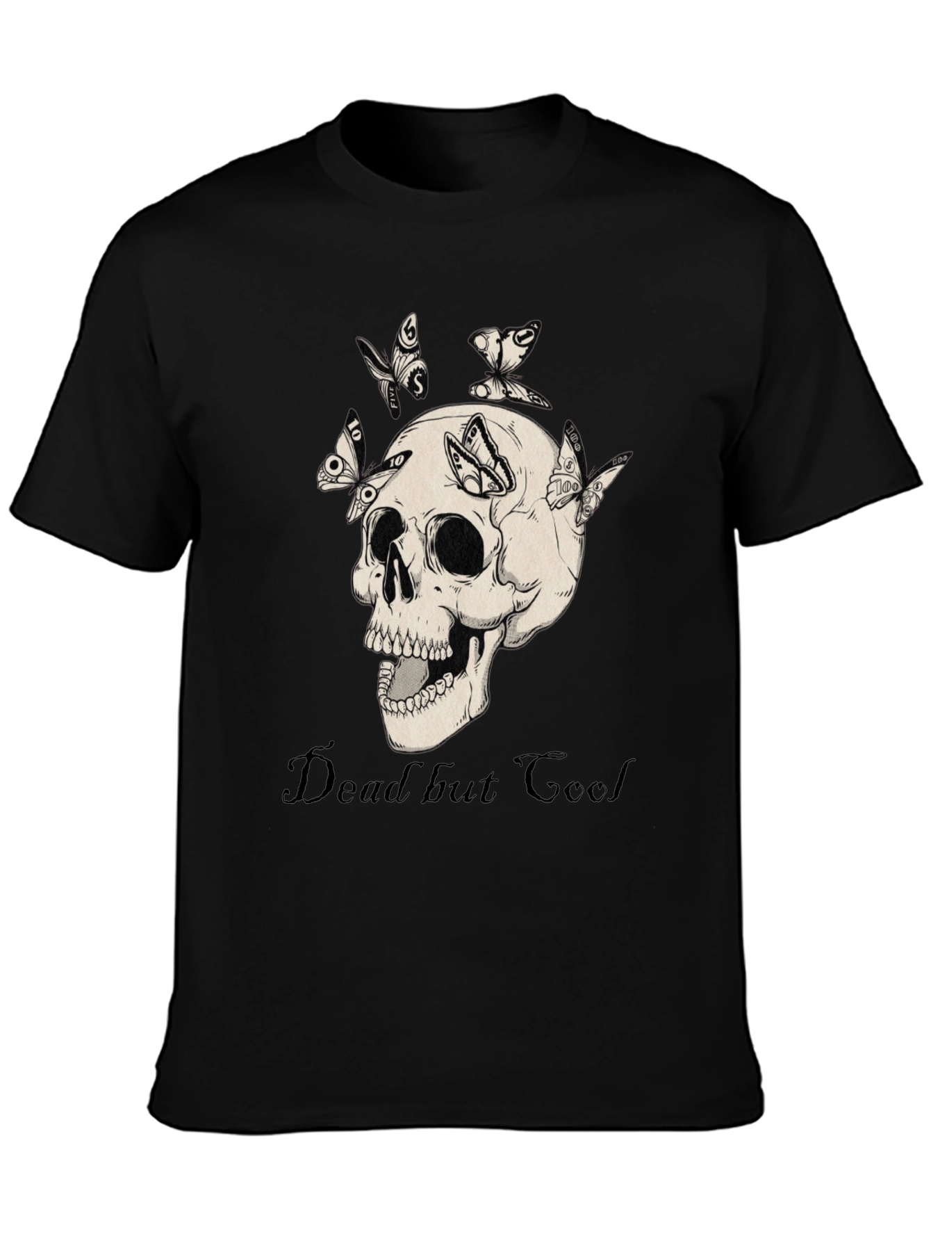 Dead But Cool Skull & Butterfly Graphic T-Shirt