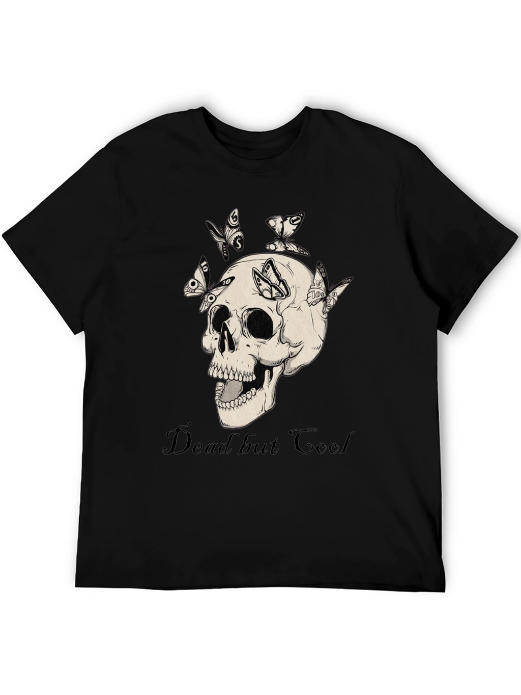 Dead But Cool Skull & Butterfly Graphic T-Shirt
