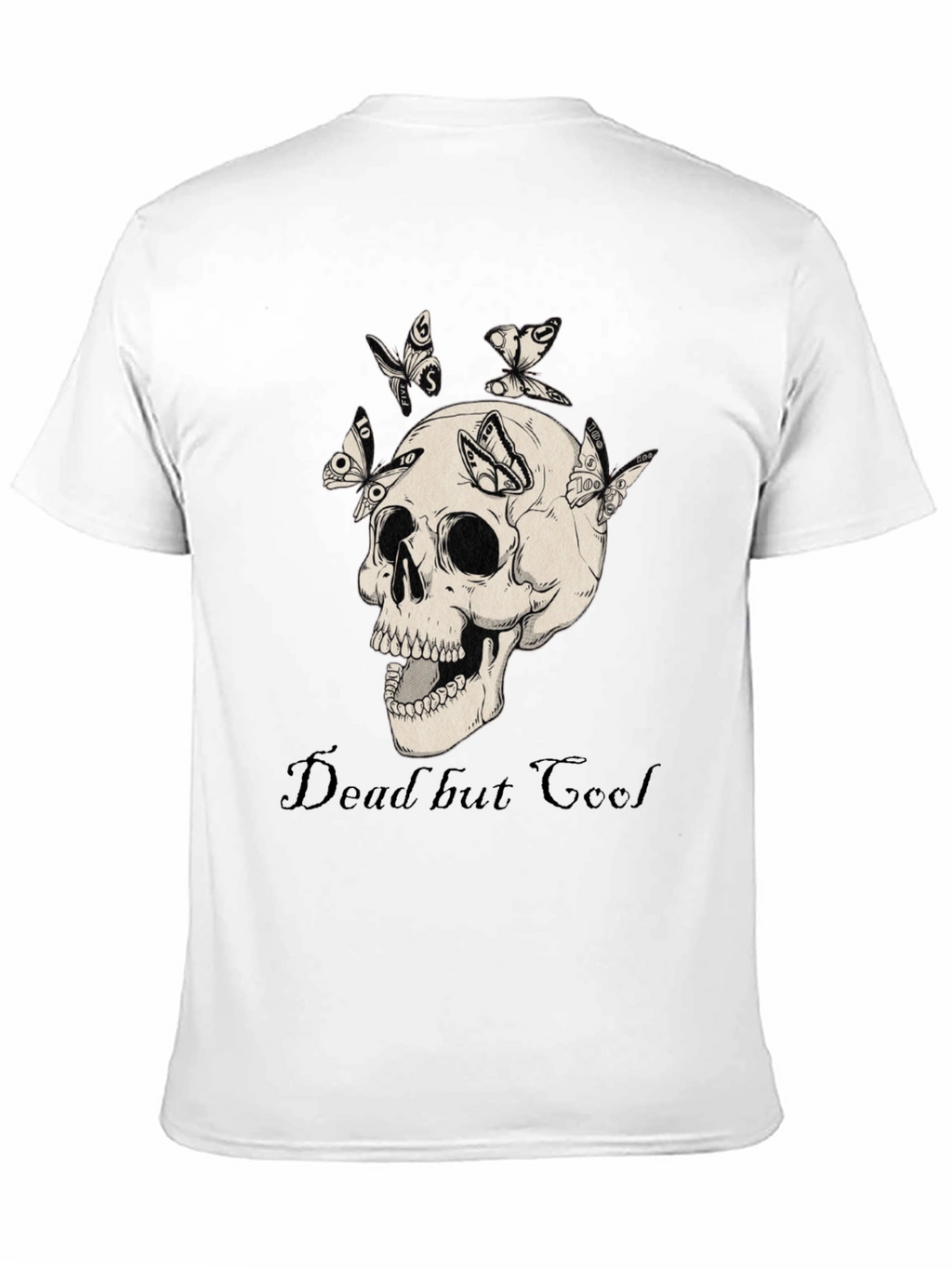 Dead But Cool Skull & Butterfly Graphic T-Shirt