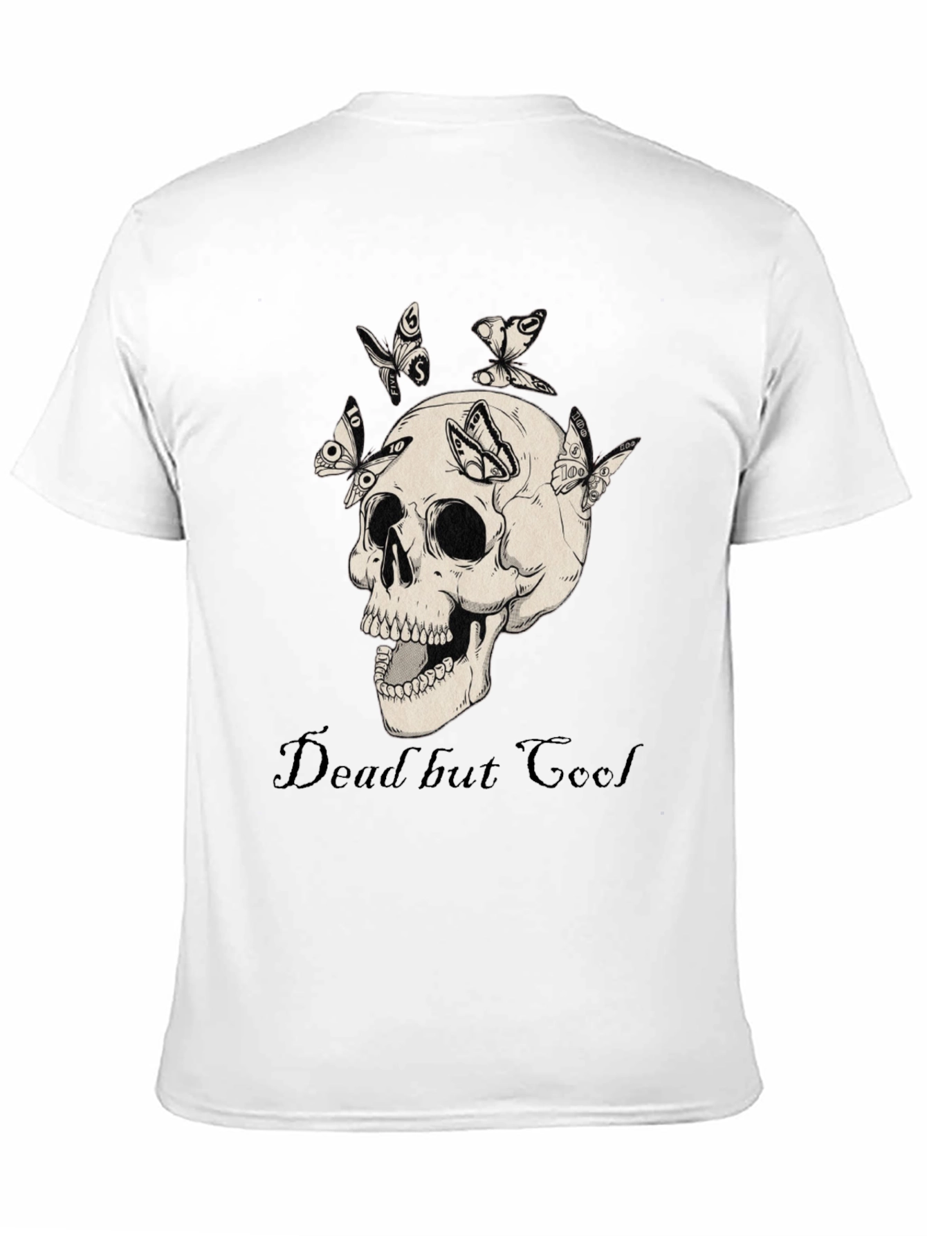 Dead But Cool Skull & Butterfly Graphic T-Shirt