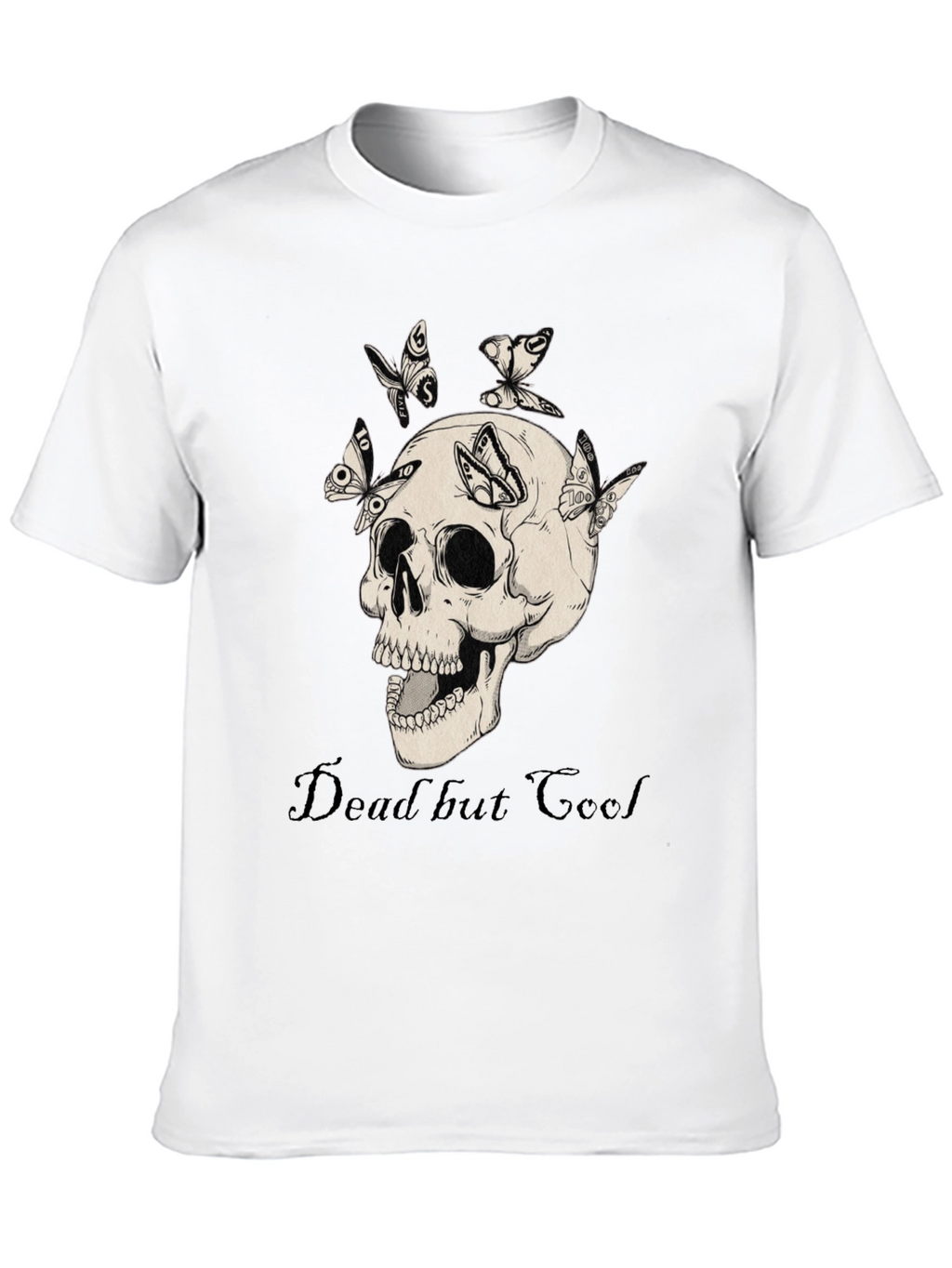 Dead But Cool Skull & Butterfly Graphic T-Shirt