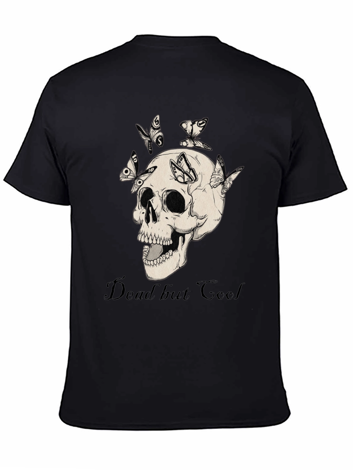 Dead But Cool Skull & Butterfly Graphic T-Shirt