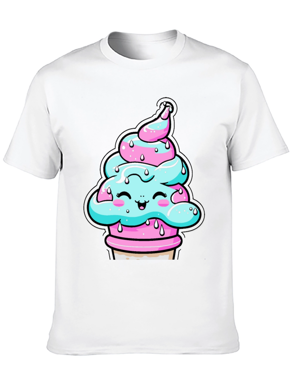 Kawaii Ice Cream Cone Black T-Shirt