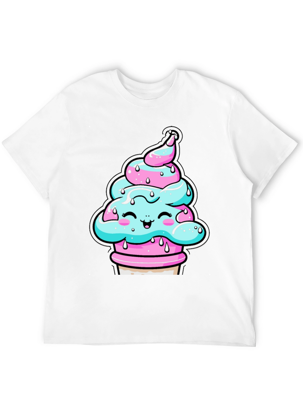 Kawaii Ice Cream Cone Black T-Shirt