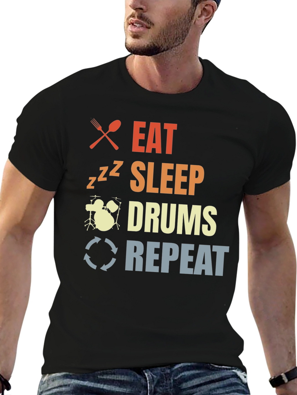 Eat Sleep Drums Repeat T-Shirt Drummer Tee