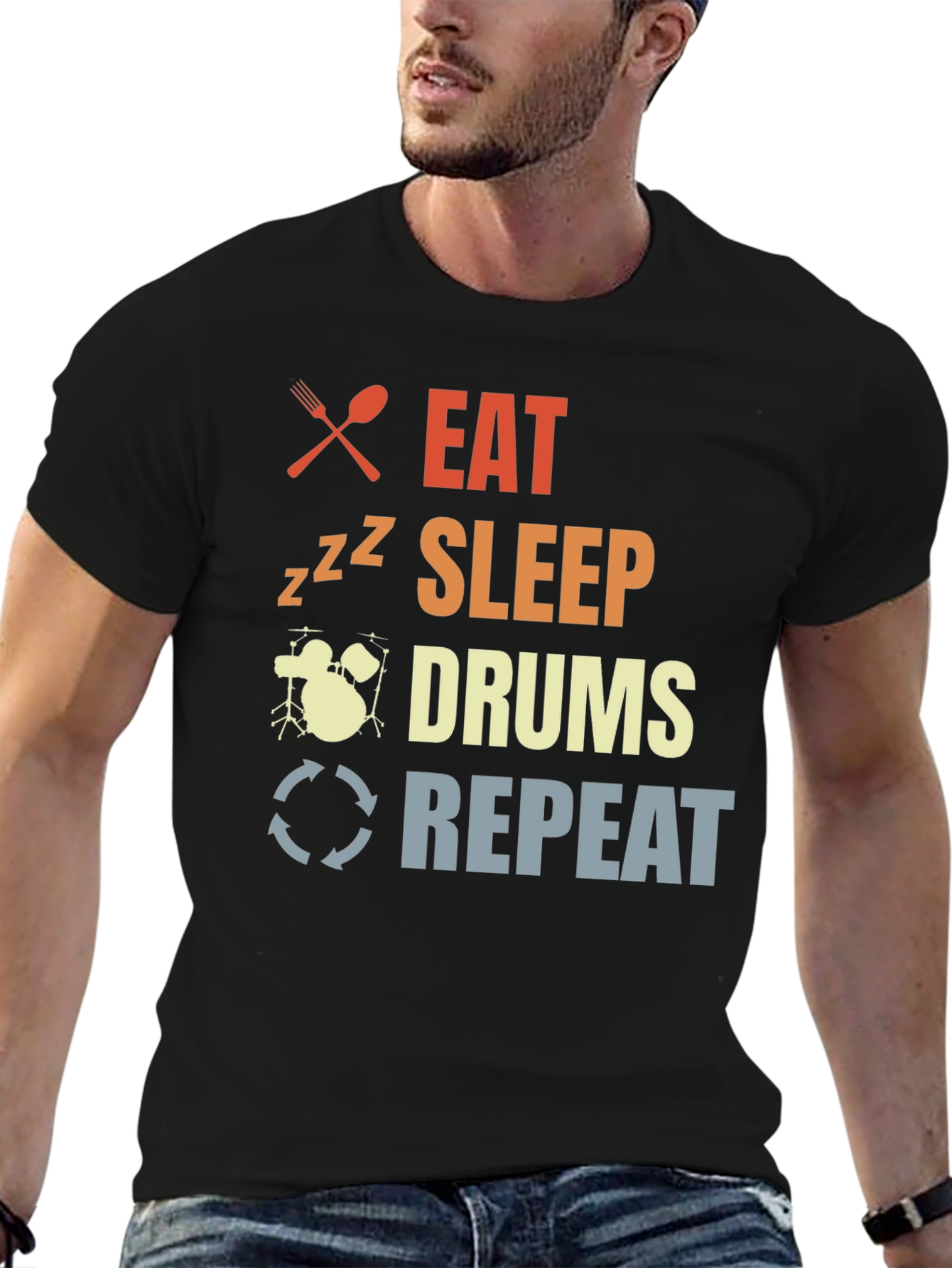 Eat Sleep Drums Repeat T-Shirt Drummer Tee