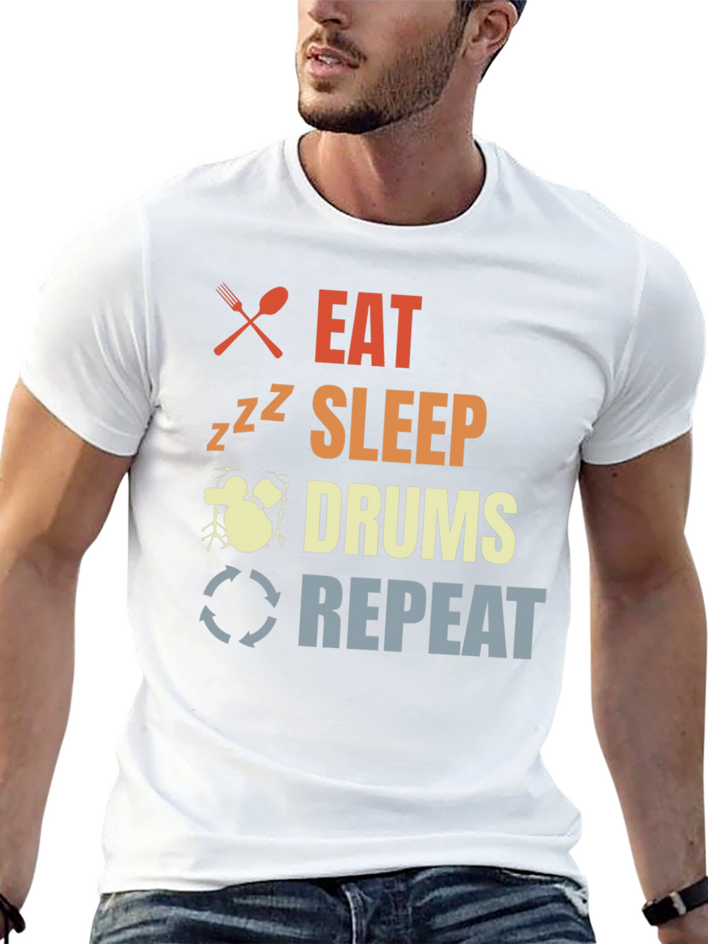 Eat Sleep Drums Repeat T-Shirt Drummer Tee