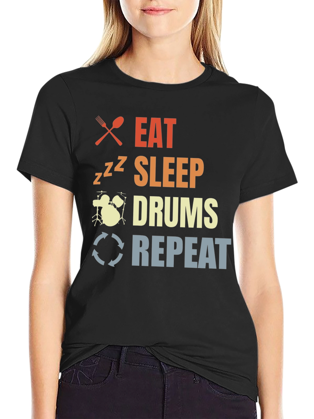 Eat Sleep Drums Repeat T-Shirt Drummer Tee