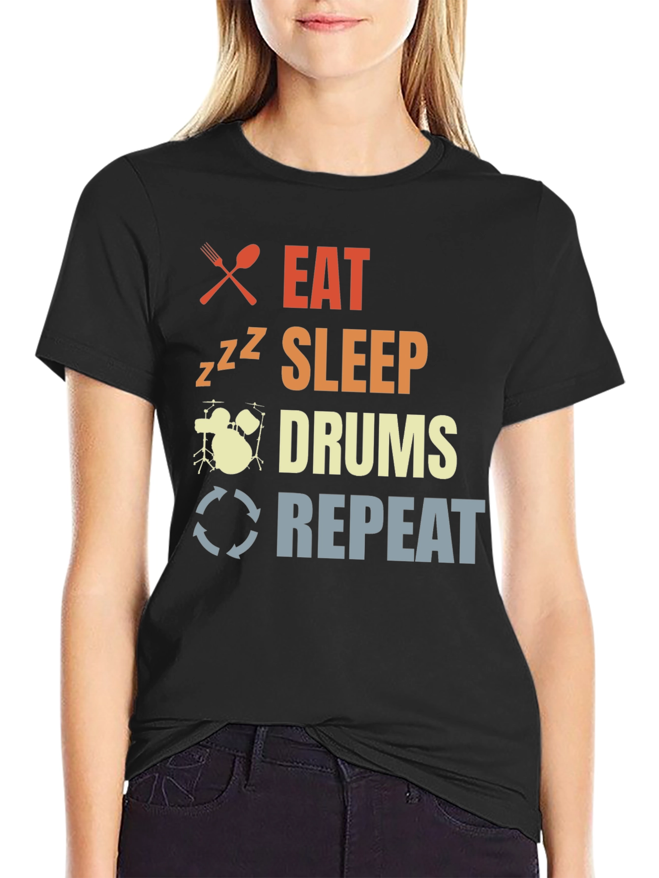 Eat Sleep Drums Repeat T-Shirt Drummer Tee
