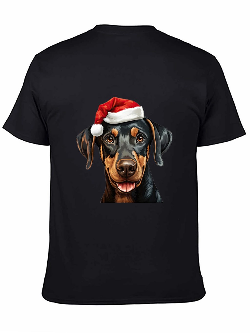 Dachshund Santa Hat Black T-Shirt