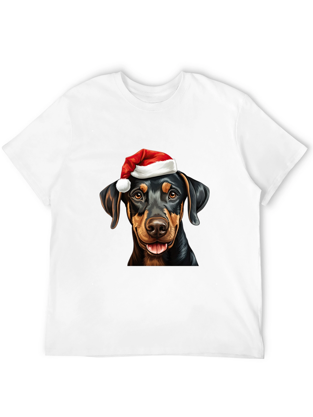 Dachshund Santa Hat Black T-Shirt