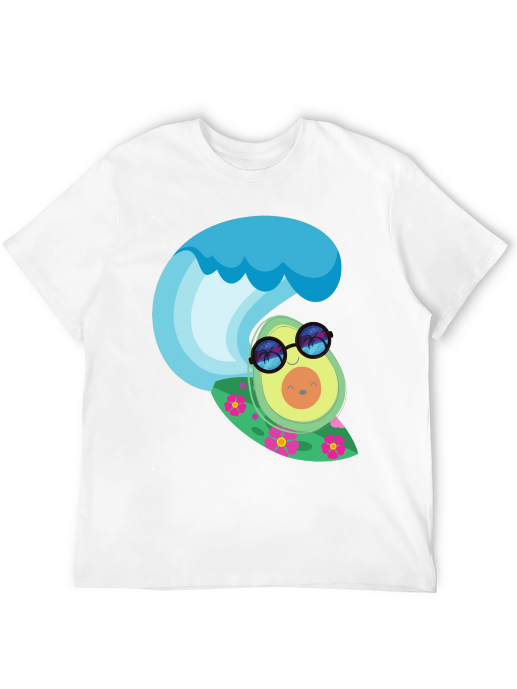 Surfing Avocado Graphic Tee - Black Cotton T-Shirt