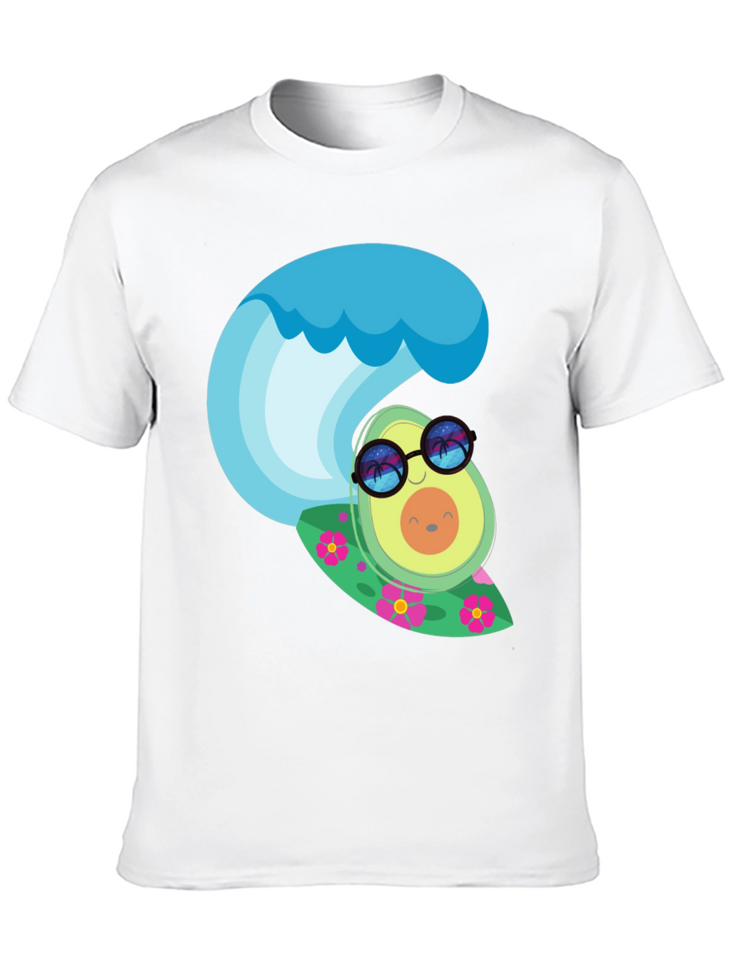 Surfing Avocado Graphic Tee - Black Cotton T-Shirt