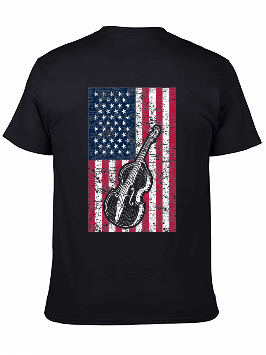 American Flag Bass Guitar Graphic T-Shirt