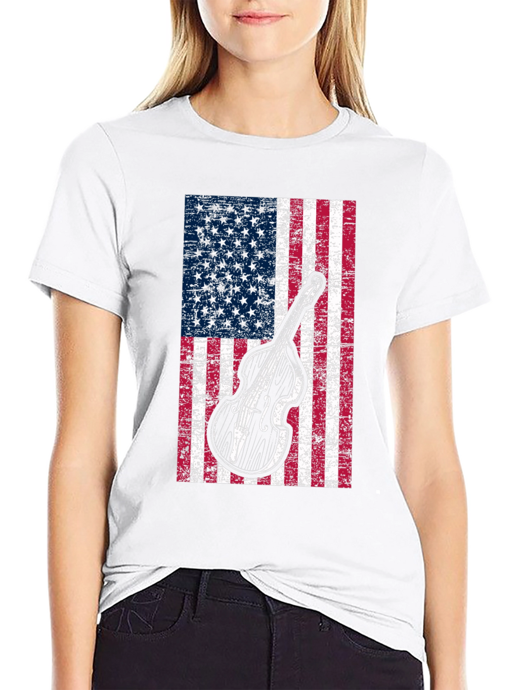 American Flag Bass Guitar Graphic T-Shirt