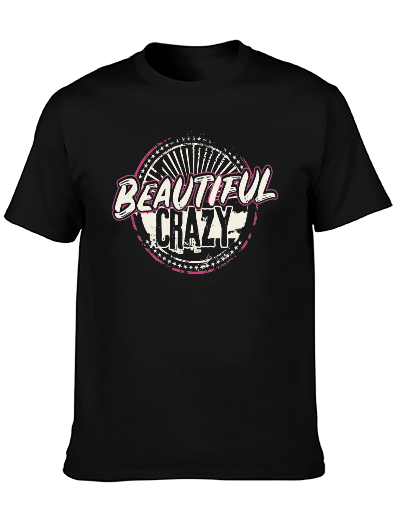 Beautiful Crazy Graphic T-Shirt - Black