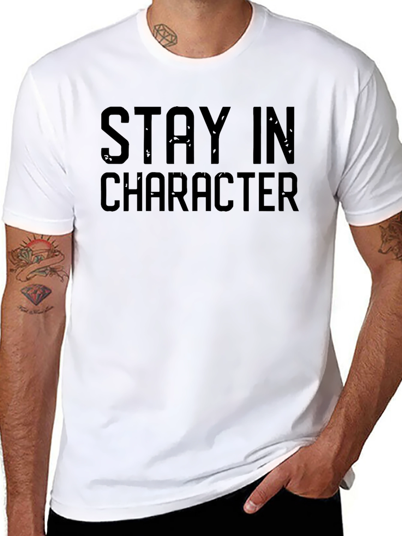 Stay In Character Graphic Tee - Black Cotton Shirt