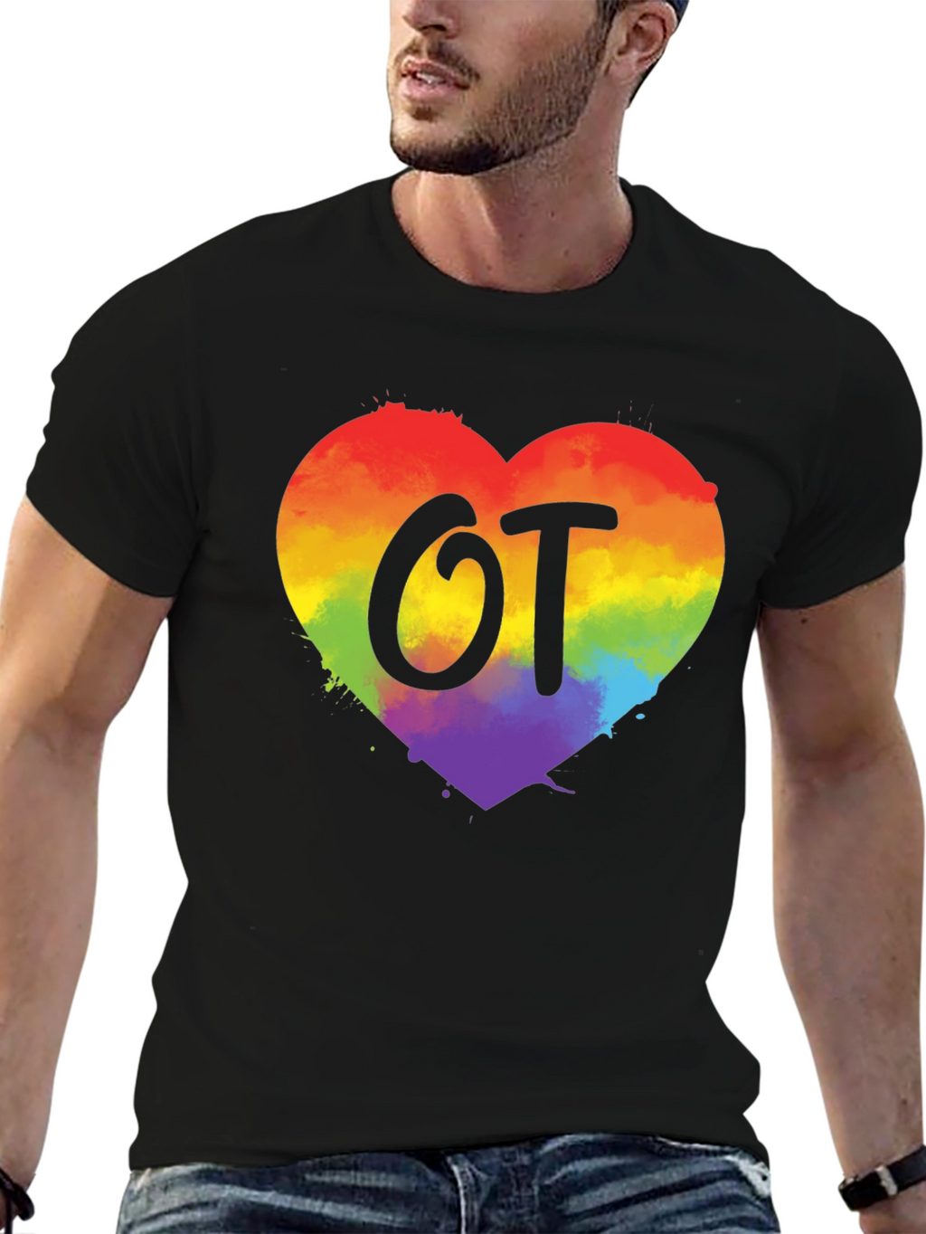 OT Rainbow Heart T-Shirt Occupational Therapy Gift