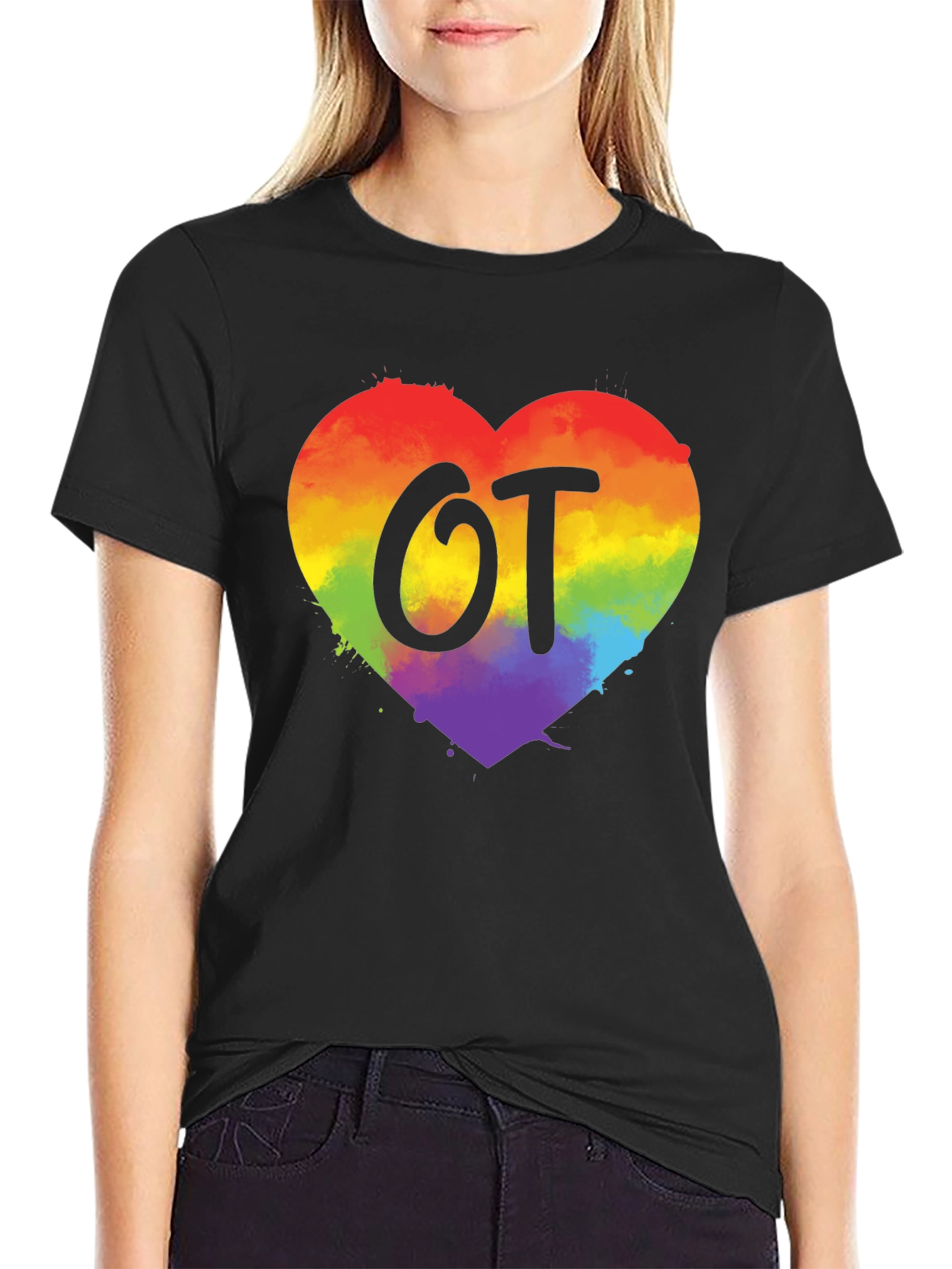 OT Rainbow Heart T-Shirt Occupational Therapy Gift