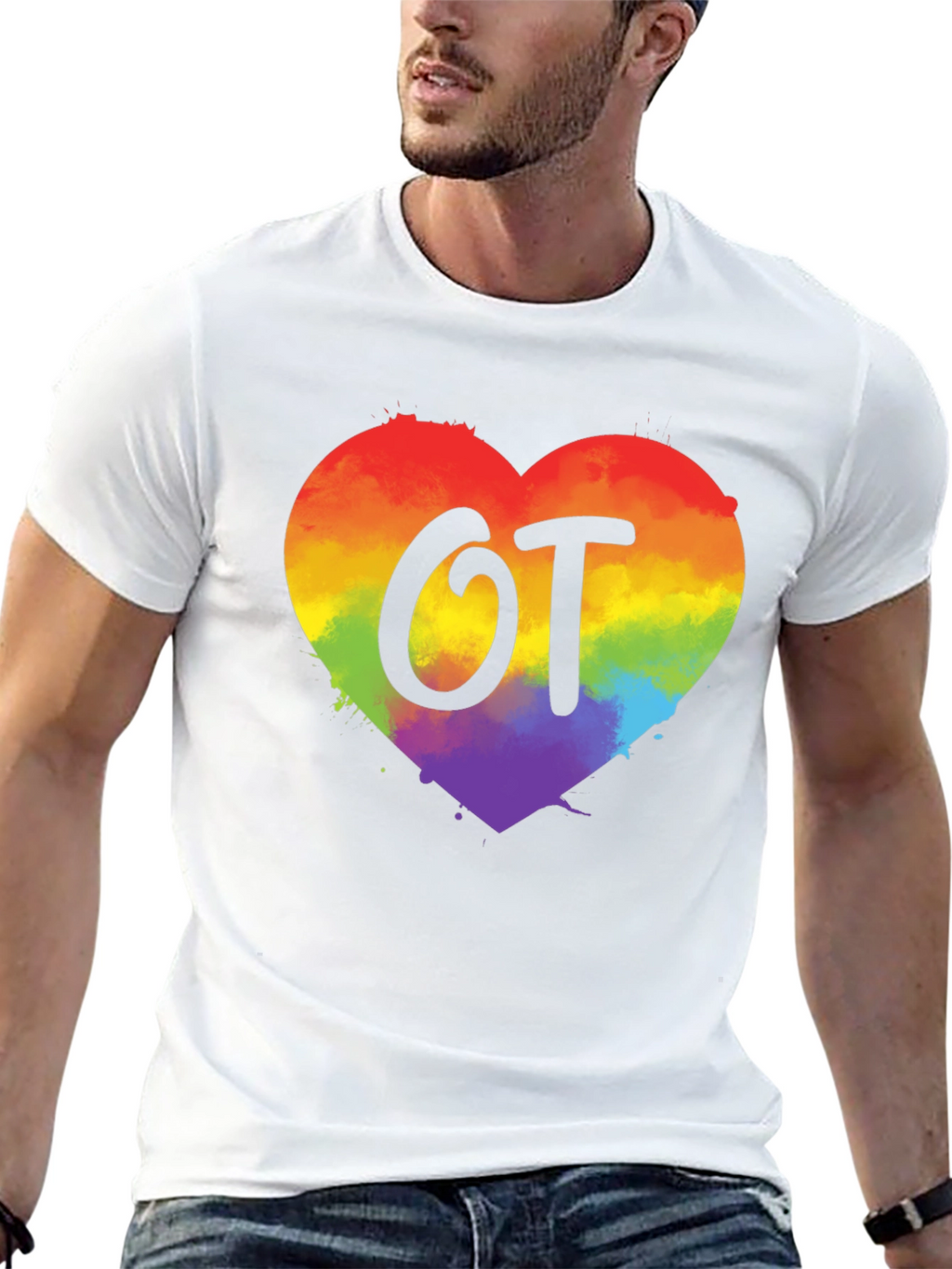 OT Rainbow Heart T-Shirt Occupational Therapy Gift