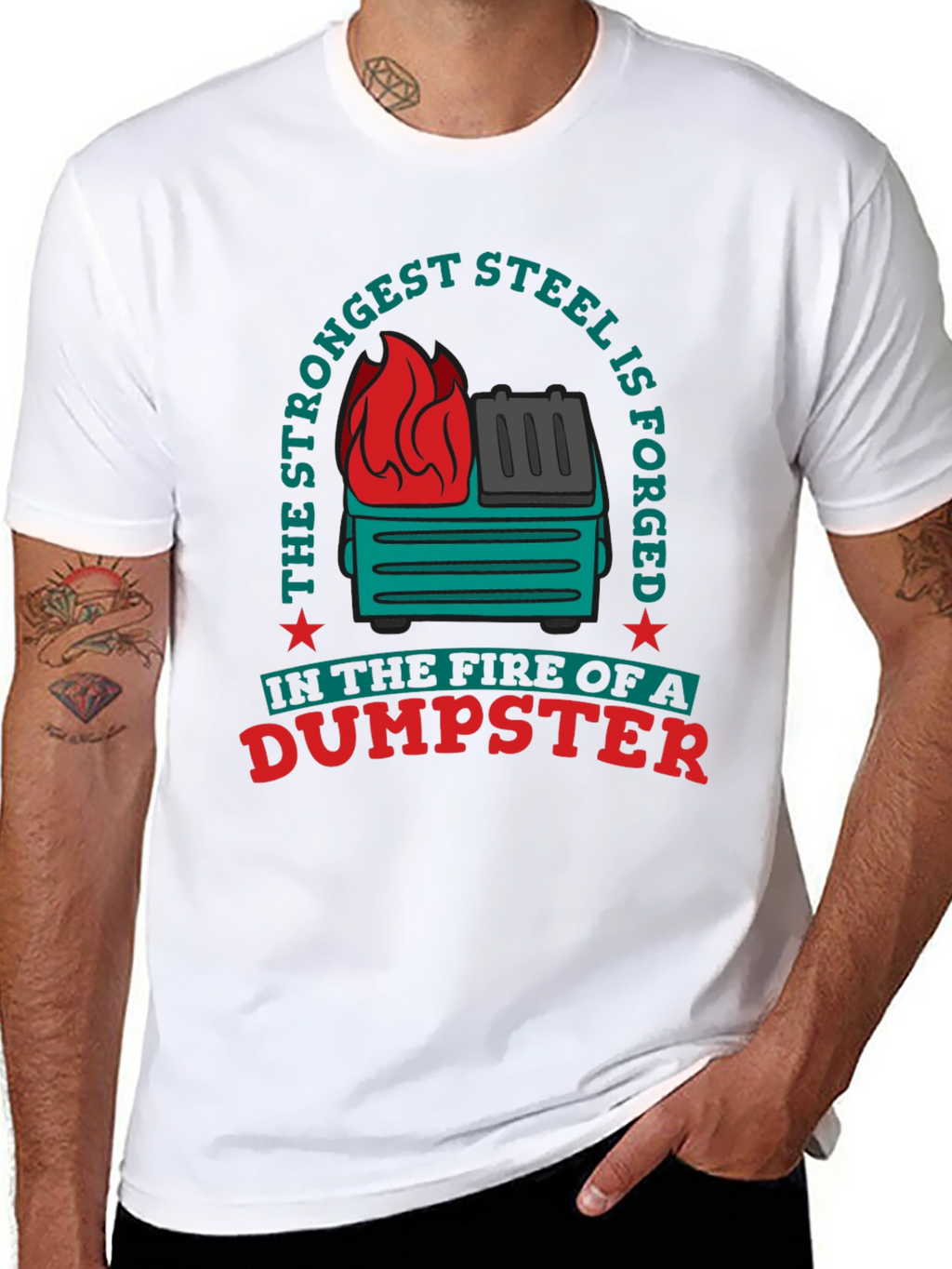 Strongest Steel Dumpster Fire Graphic Tee