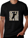 Parkour Leopard Print Graphic Tee - Black Cotton Blend