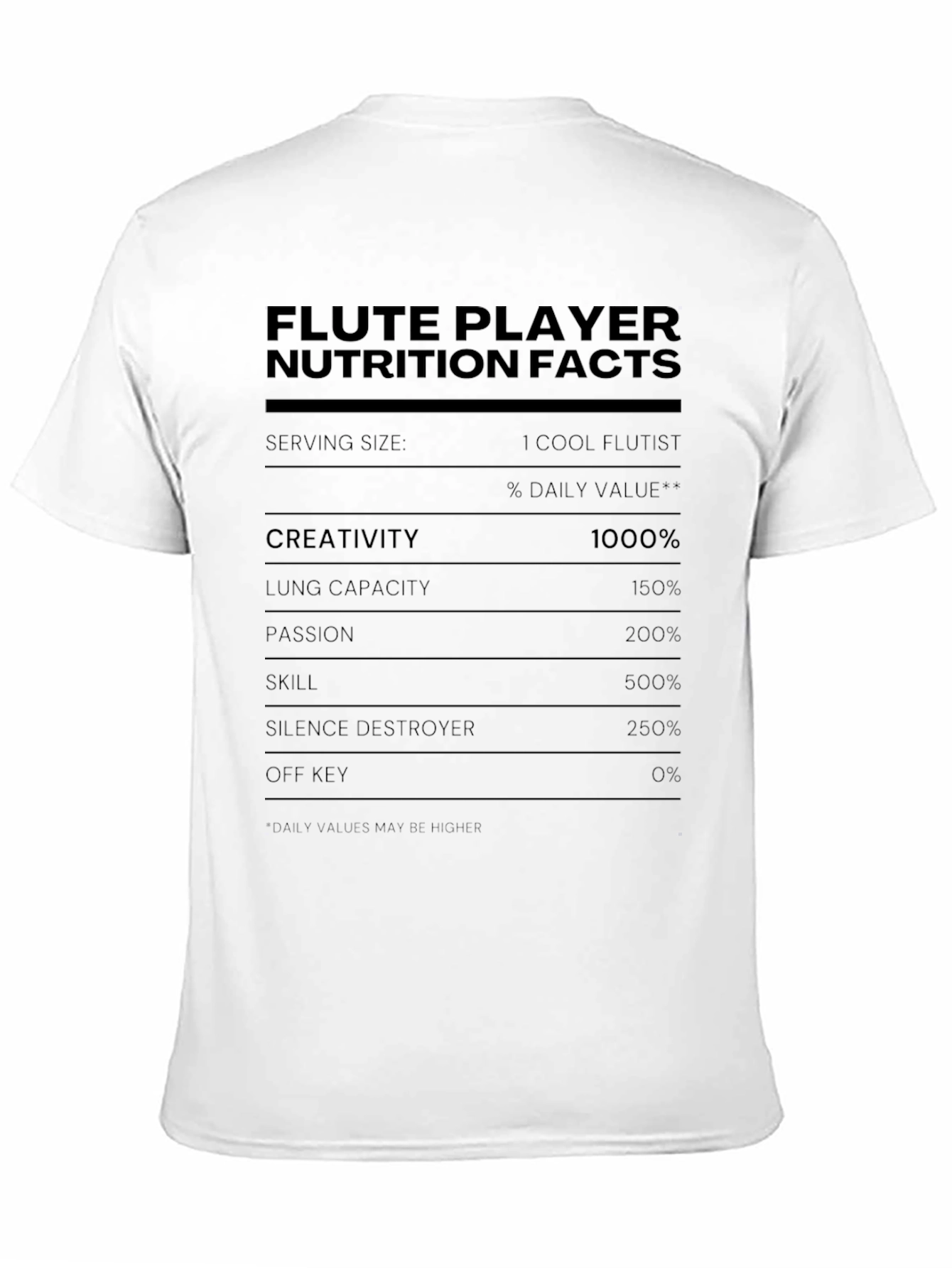 Flute Player Nutrition Facts Novelty T-Shirt