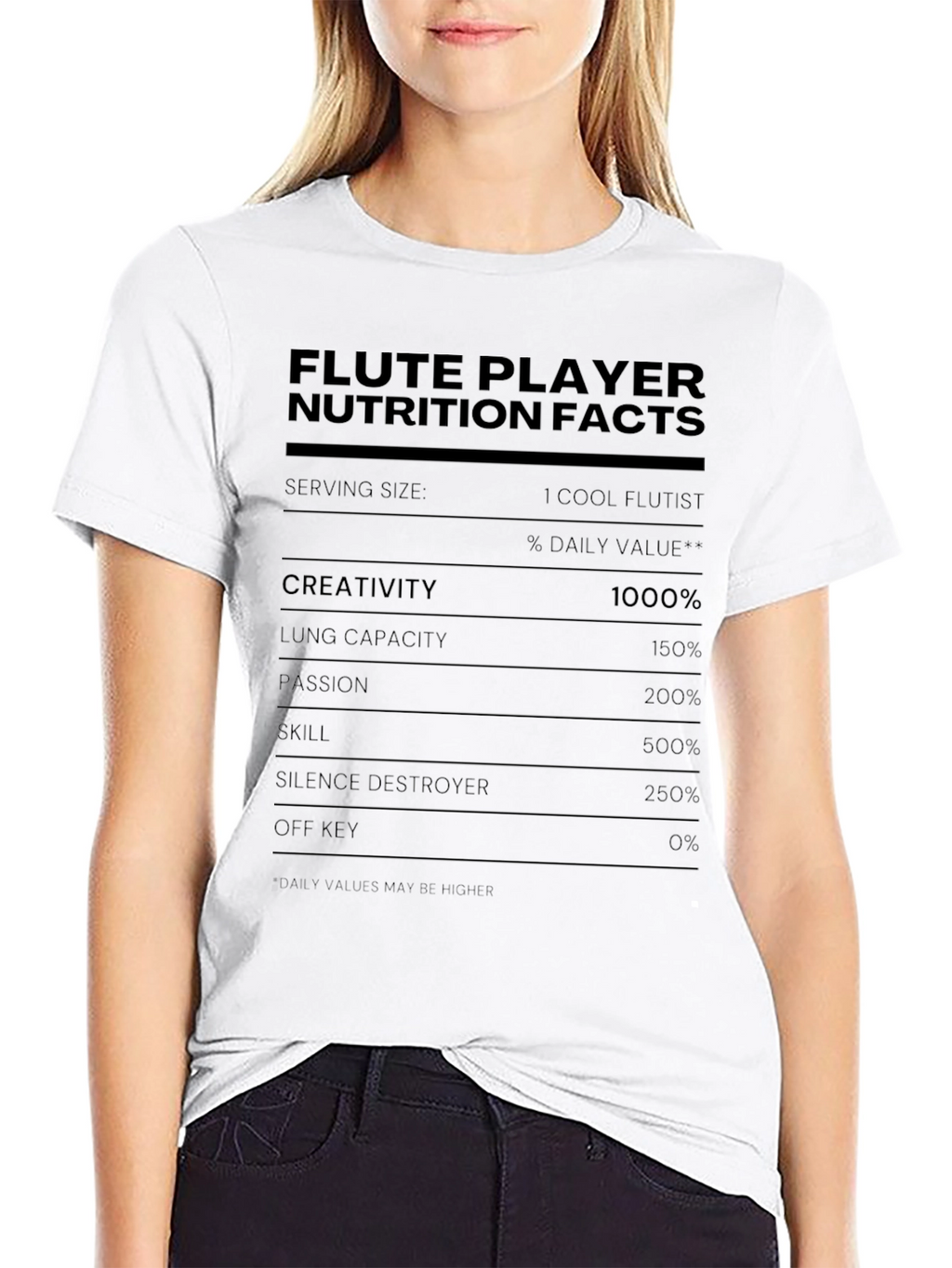 Flute Player Nutrition Facts Novelty T-Shirt