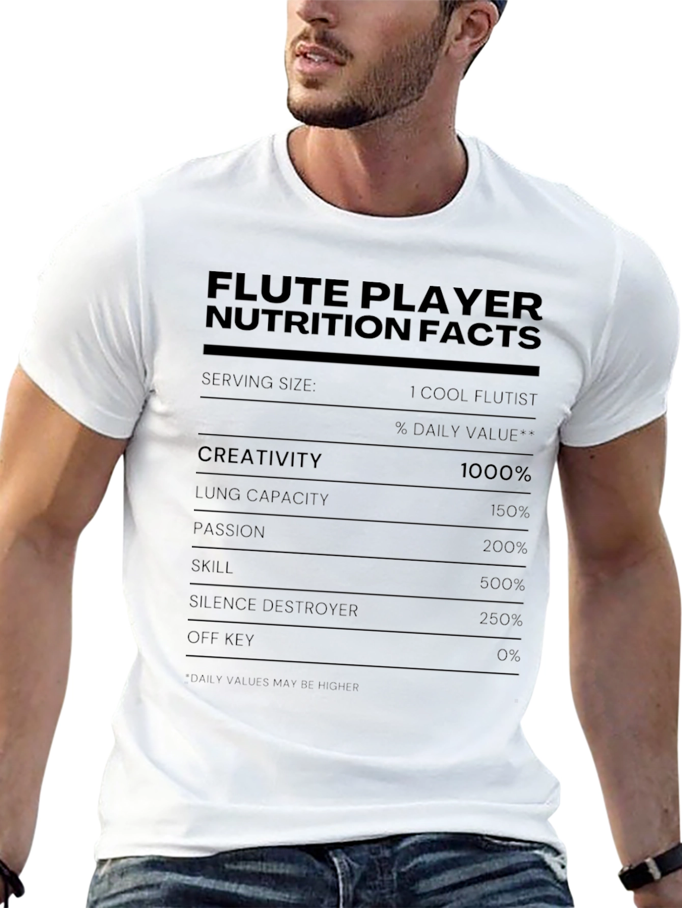 Flute Player Nutrition Facts Novelty T-Shirt
