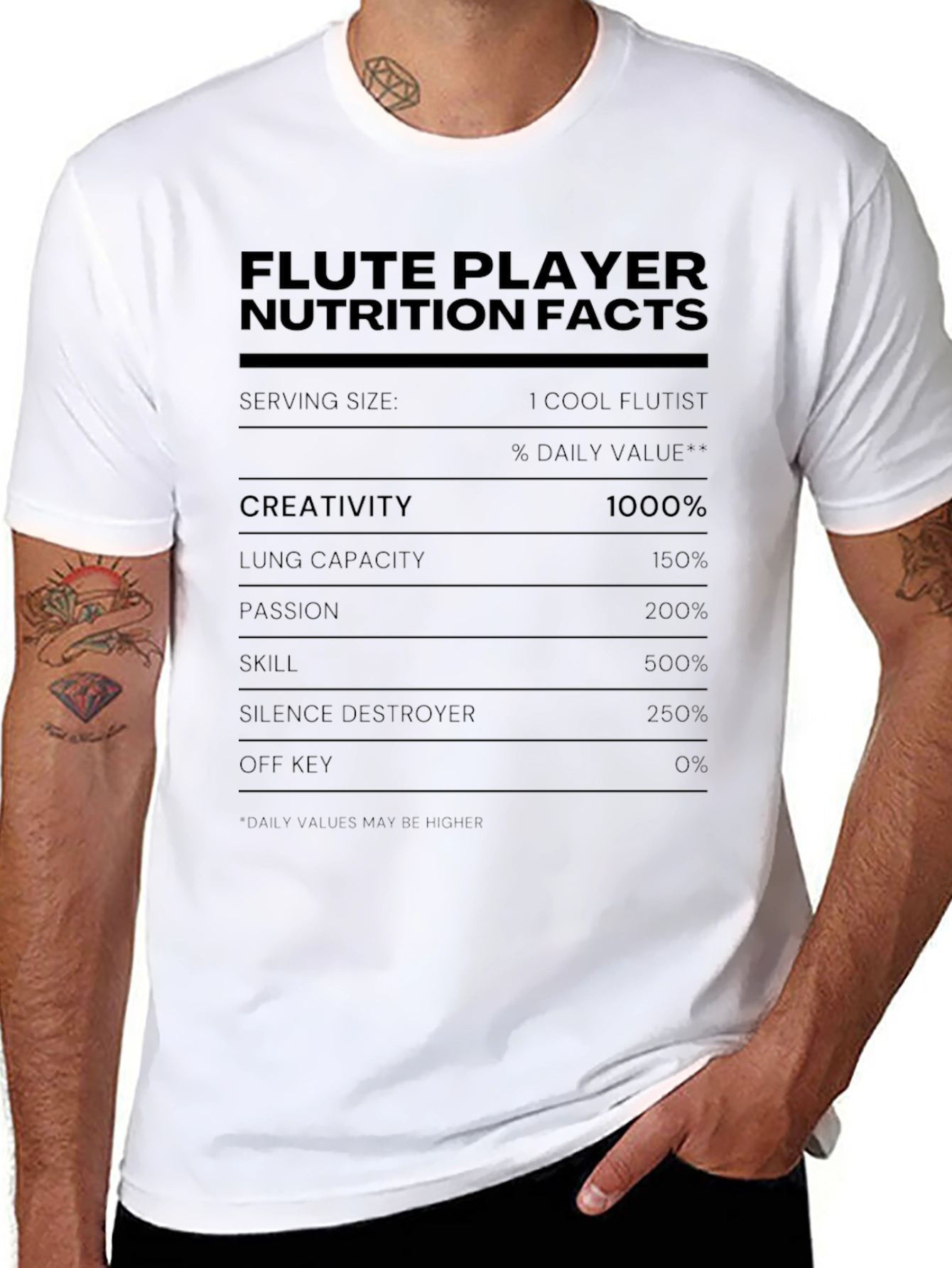 Flute Player Nutrition Facts Novelty T-Shirt