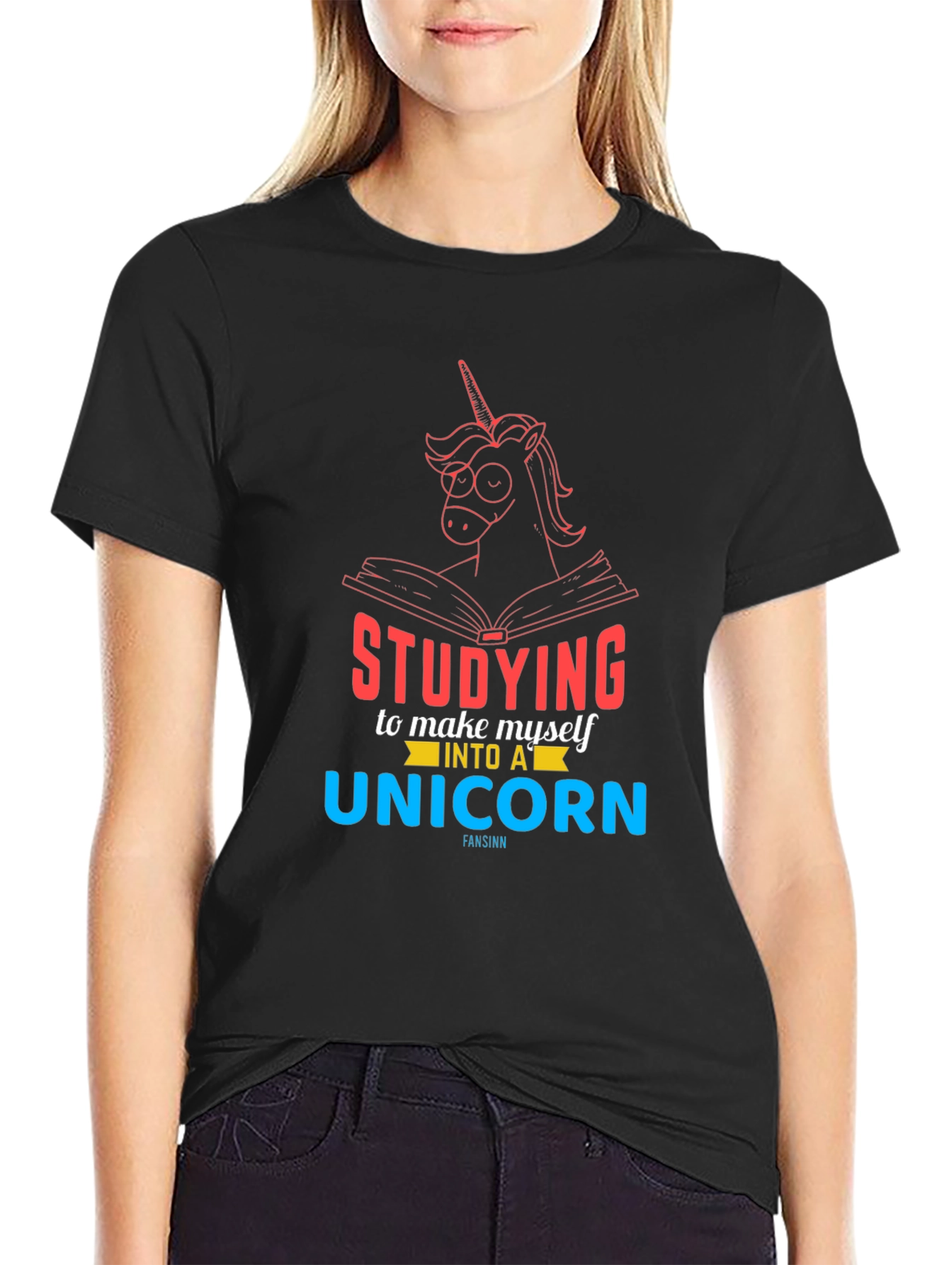 Studying to Be a Unicorn Black Graphic Tee