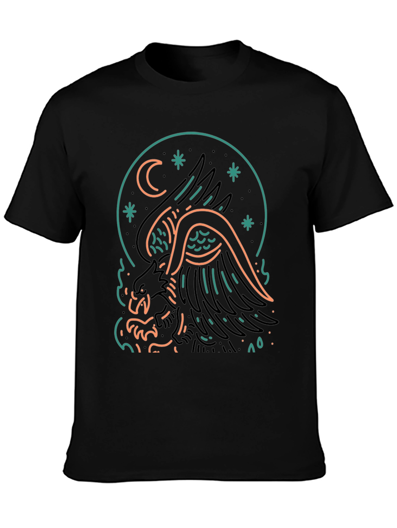 Mystic Griffin Graphic Tee - Black Cotton T-Shirt