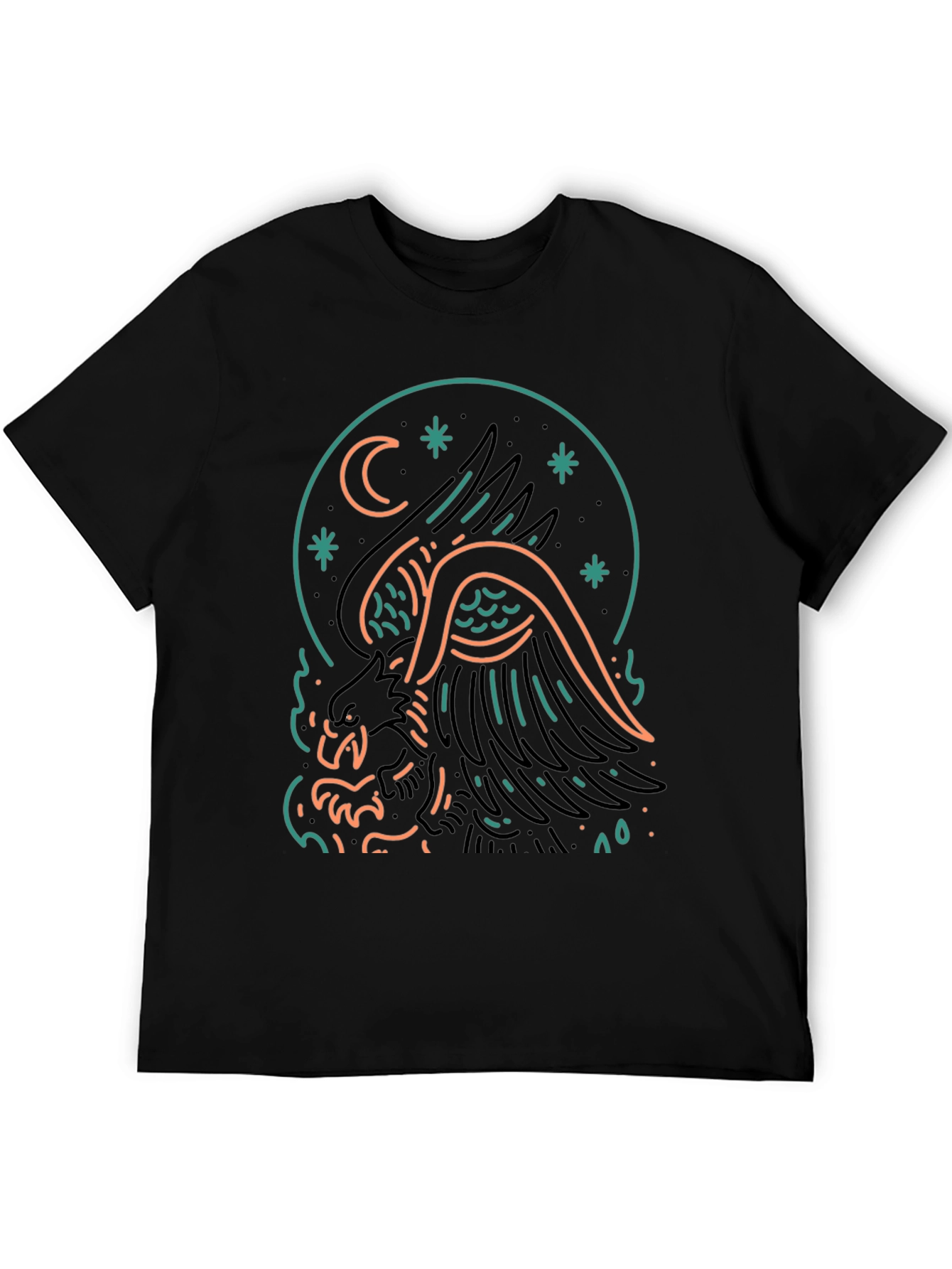 Mystic Griffin Graphic Tee - Black Cotton T-Shirt