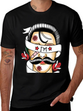 Retro Tattoo Style Graphic T-Shirt - Black