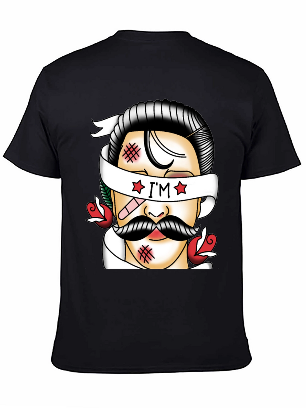 Retro Tattoo Style Graphic T-Shirt - Black