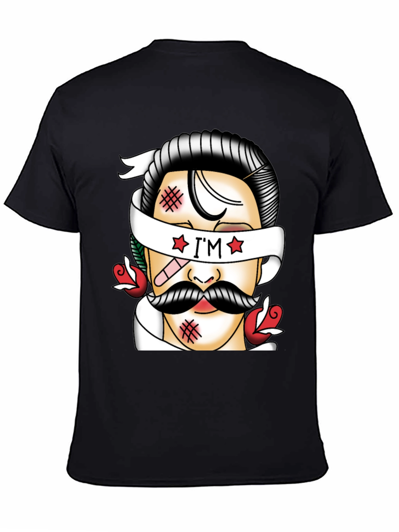 Retro Tattoo Style Graphic T-Shirt - Black