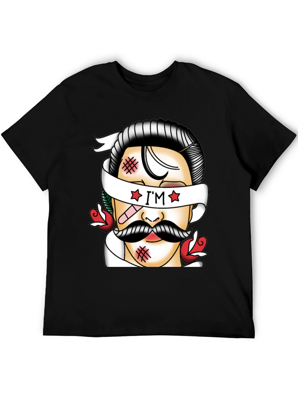Retro Tattoo Style Graphic T-Shirt - Black