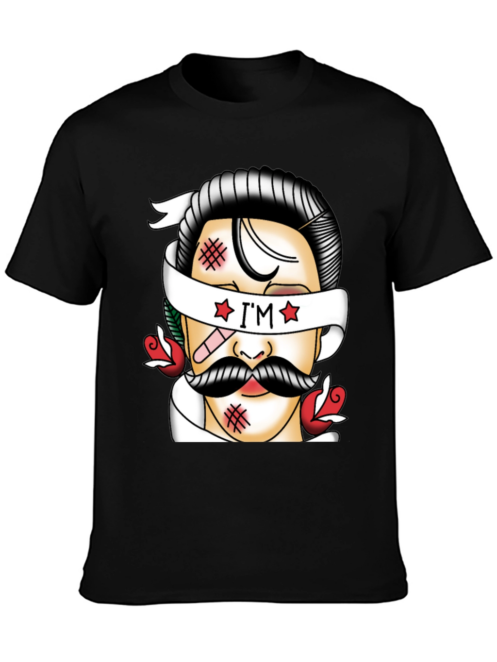 Retro Tattoo Style Graphic T-Shirt - Black