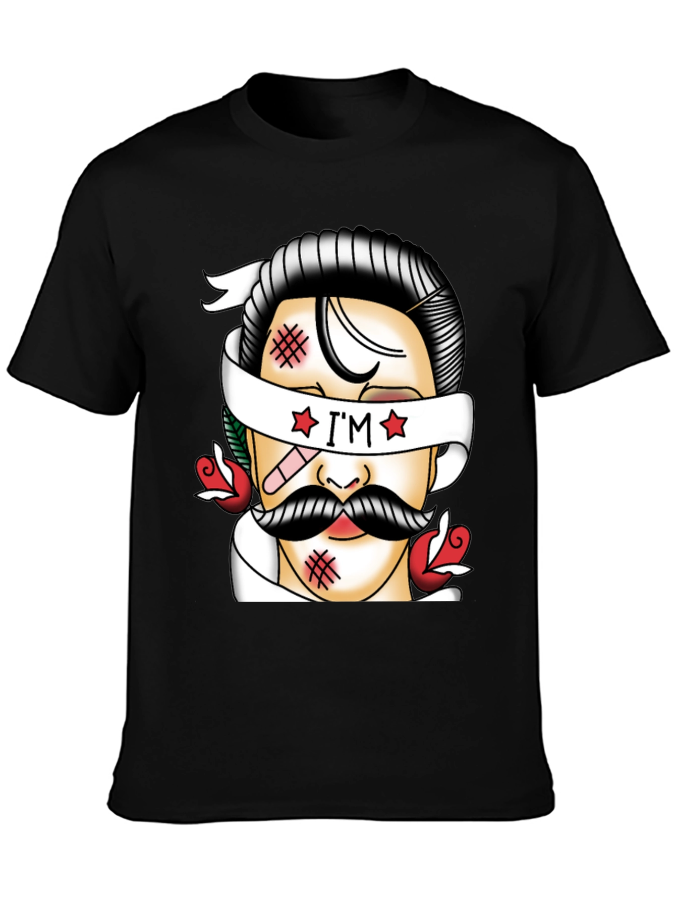 Retro Tattoo Style Graphic T-Shirt - Black