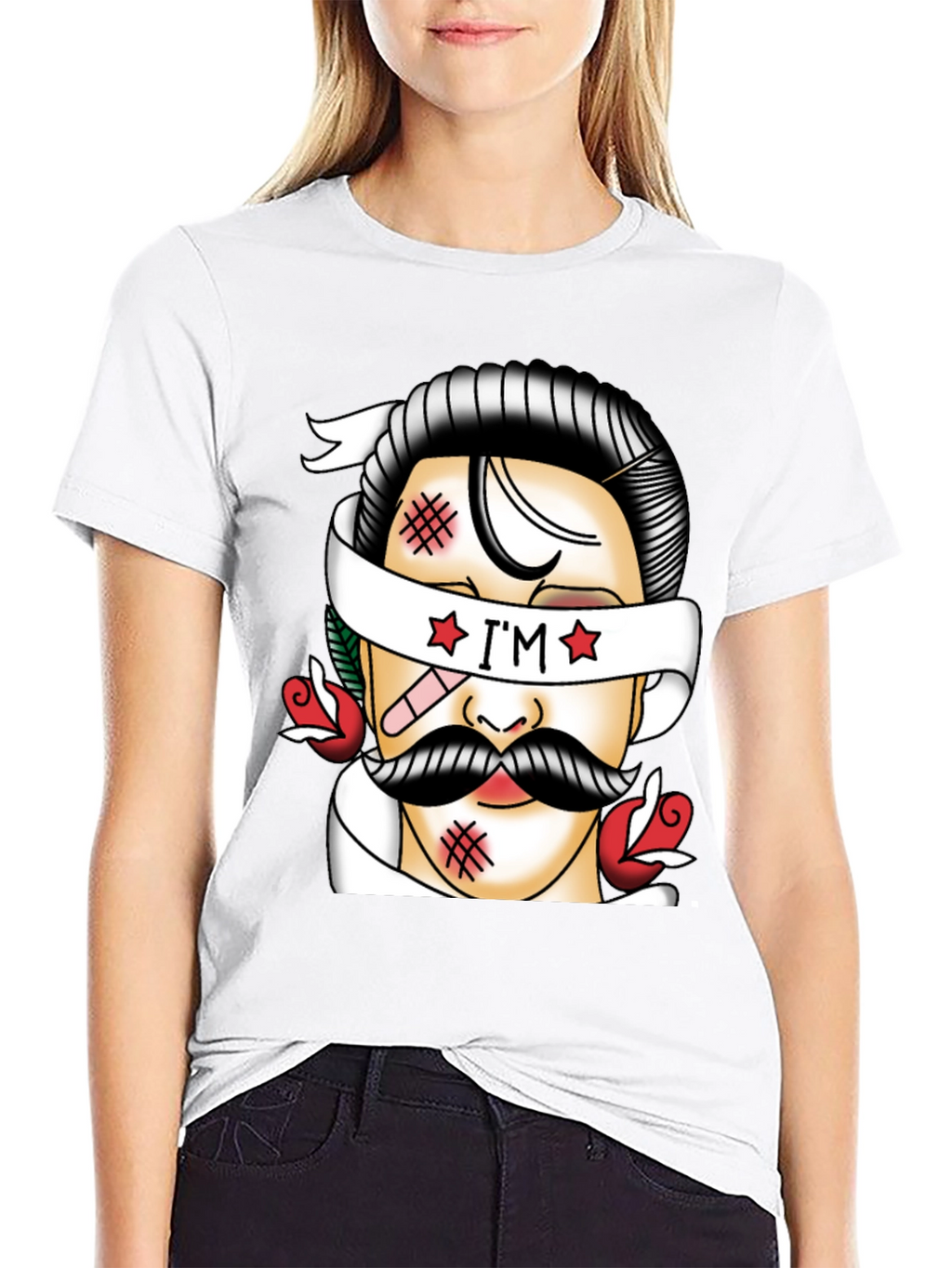 Retro Tattoo Style Graphic T-Shirt - Black
