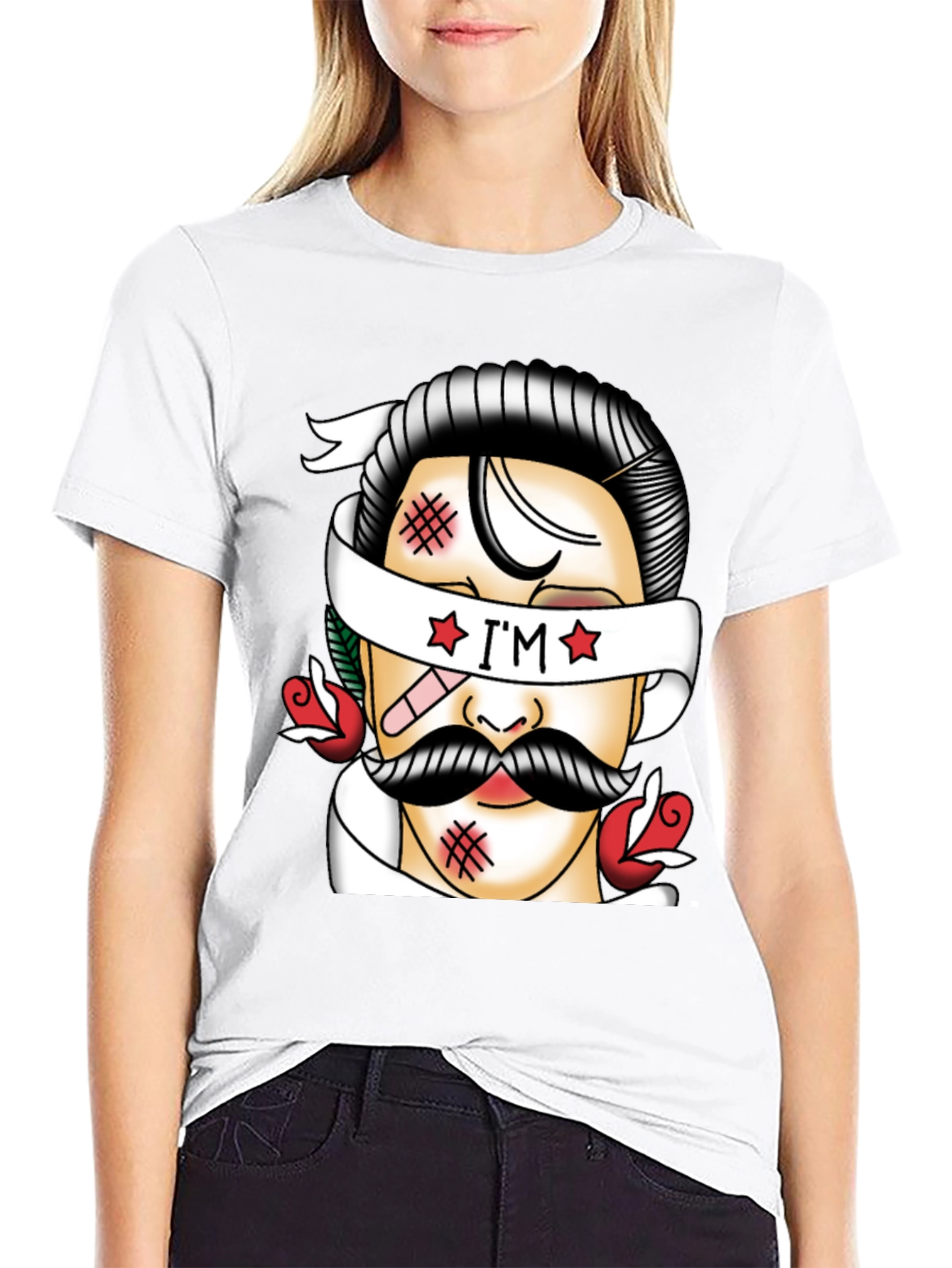 Retro Tattoo Style Graphic T-Shirt - Black