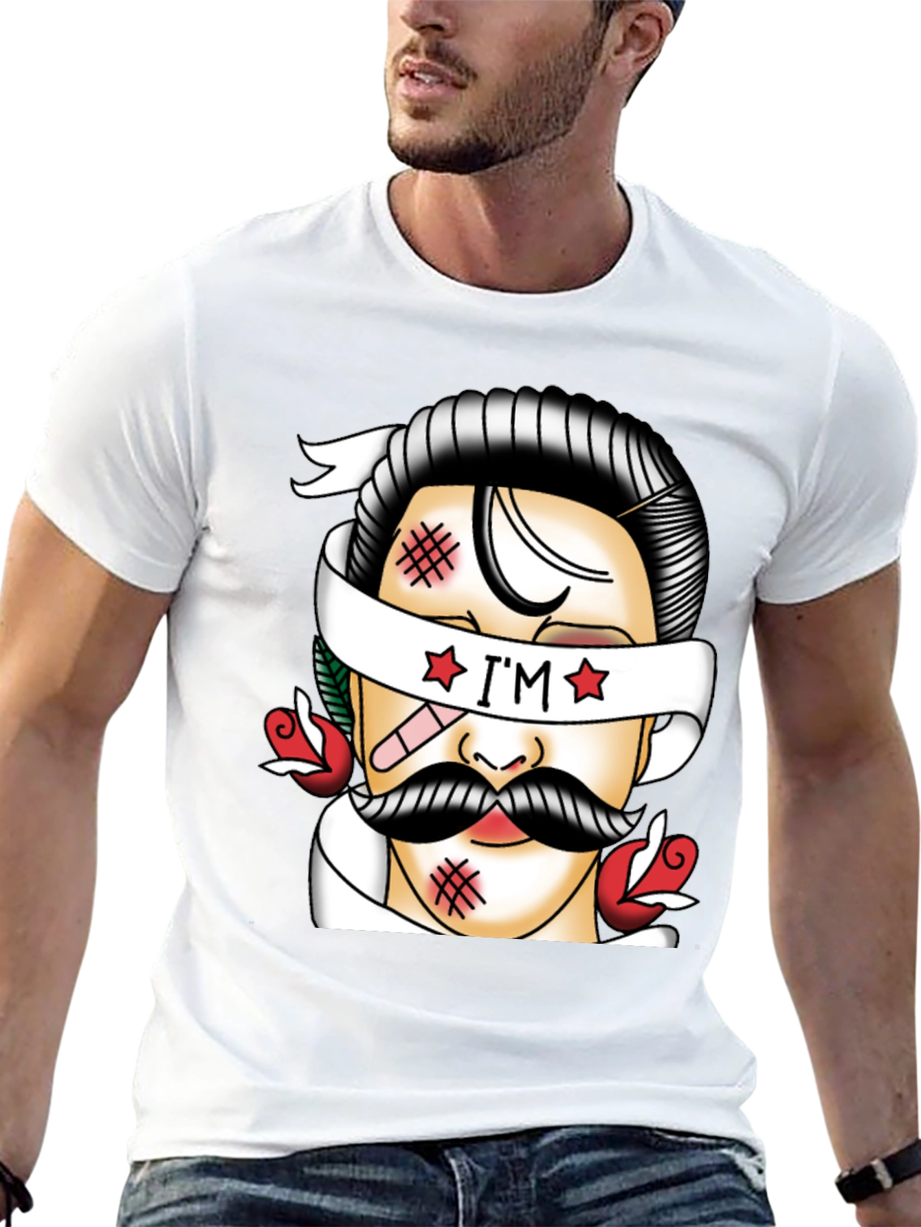Retro Tattoo Style Graphic T-Shirt - Black