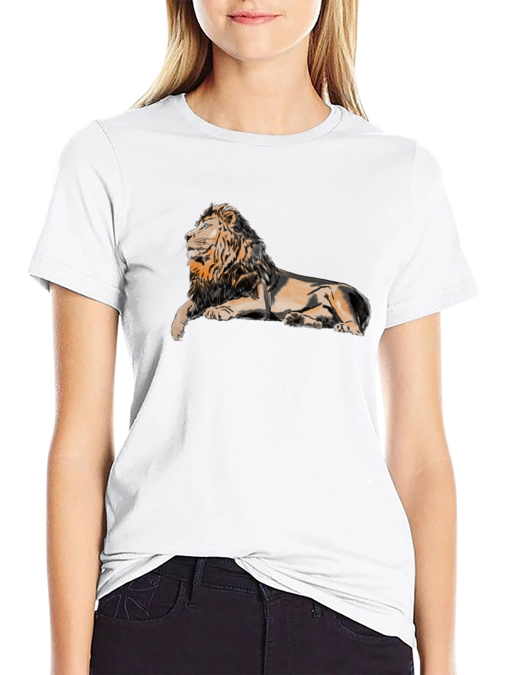 Lion Graphic Print T-Shirt - Black